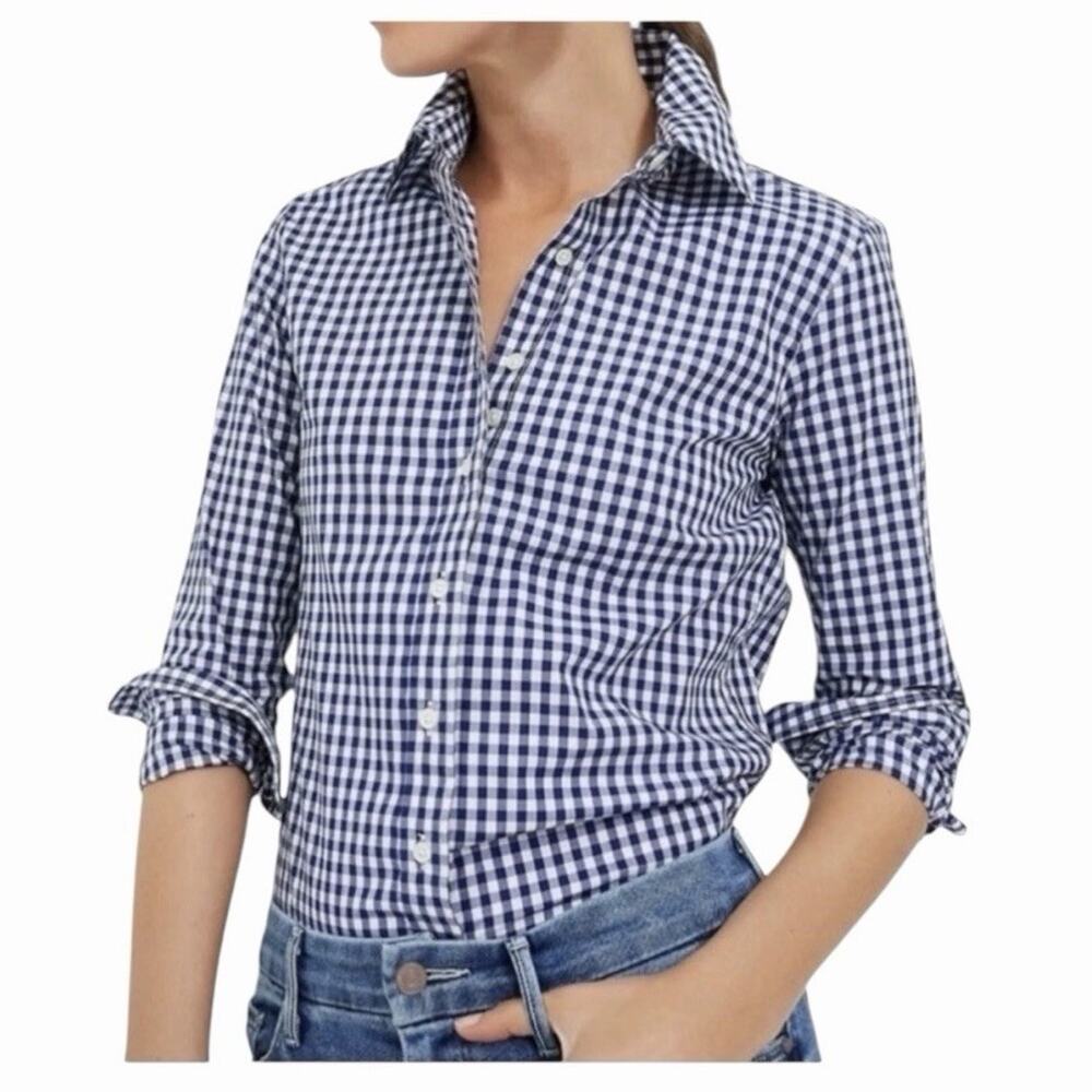 UNTUCKit Women’s Belleza Button Up Shirt Blue Buffalo Plaid Size 4 NWOT - Picture 14 of 15